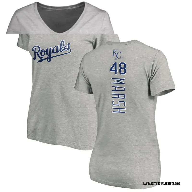 Women's Kansas City Royals ＃48 Alec Marsh Royal Backer Slim Fit T-Shirt Ash