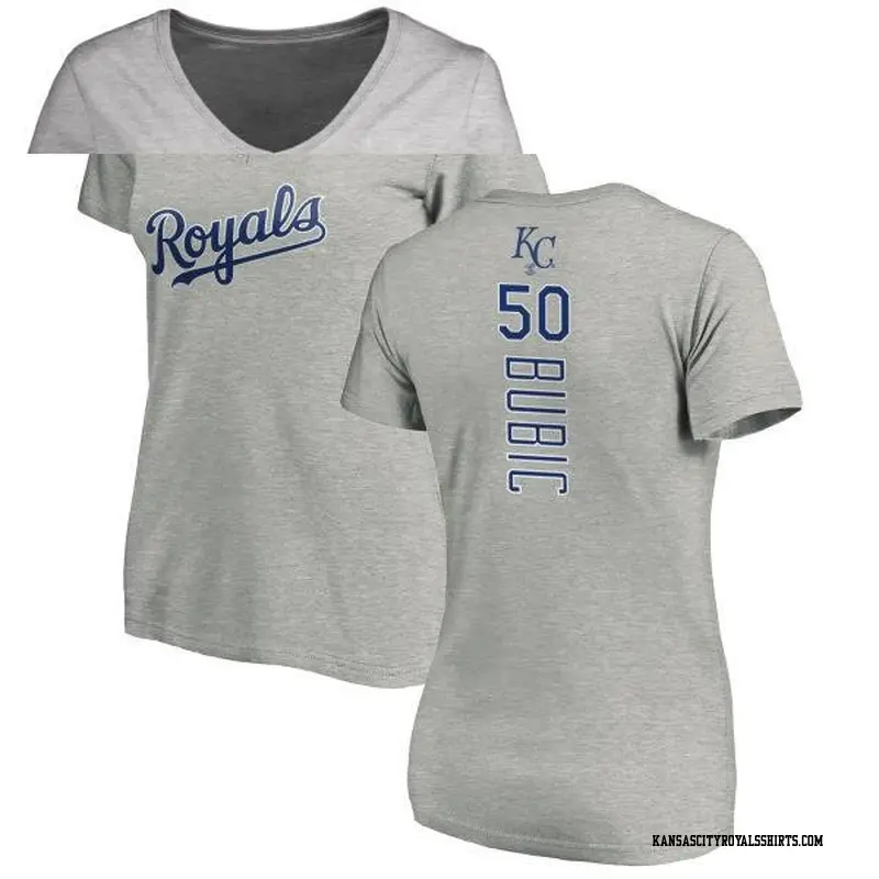 Women's Kansas City Royals ＃50 Kris Bubic Royal Backer Slim Fit T-Shirt Ash