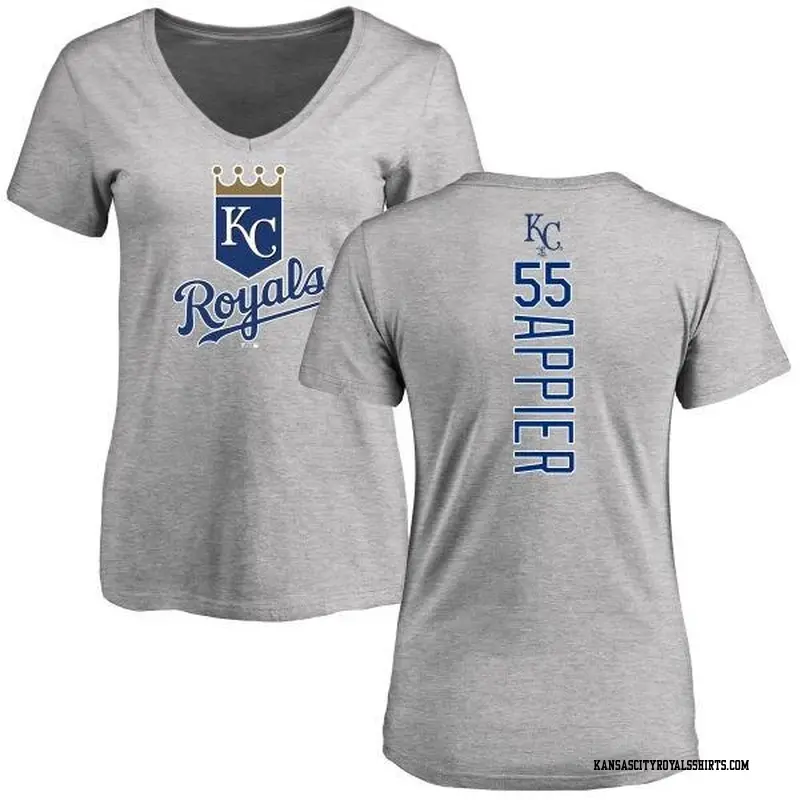 Women's Kansas City Royals ＃55 Kevin Appier Royal Backer Slim Fit T-Shirt Ash