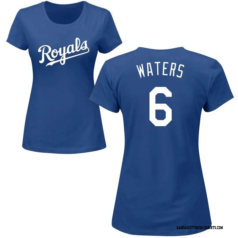 Women's Kansas City Royals ＃6 Drew Waters Royal Roster Name & Number T-Shirt