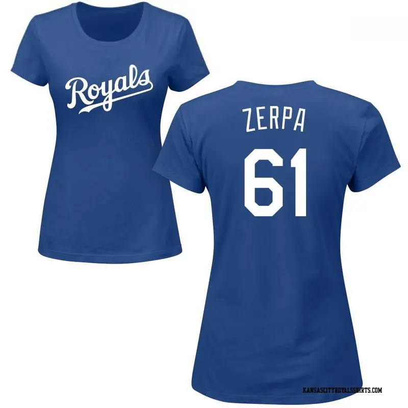 Women's Kansas City Royals ＃61 Angel Zerpa Royal Roster Name & Number T-Shirt