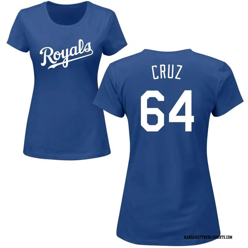 Women's Kansas City Royals ＃64 Steven Cruz Royal Roster Name & Number T-Shirt