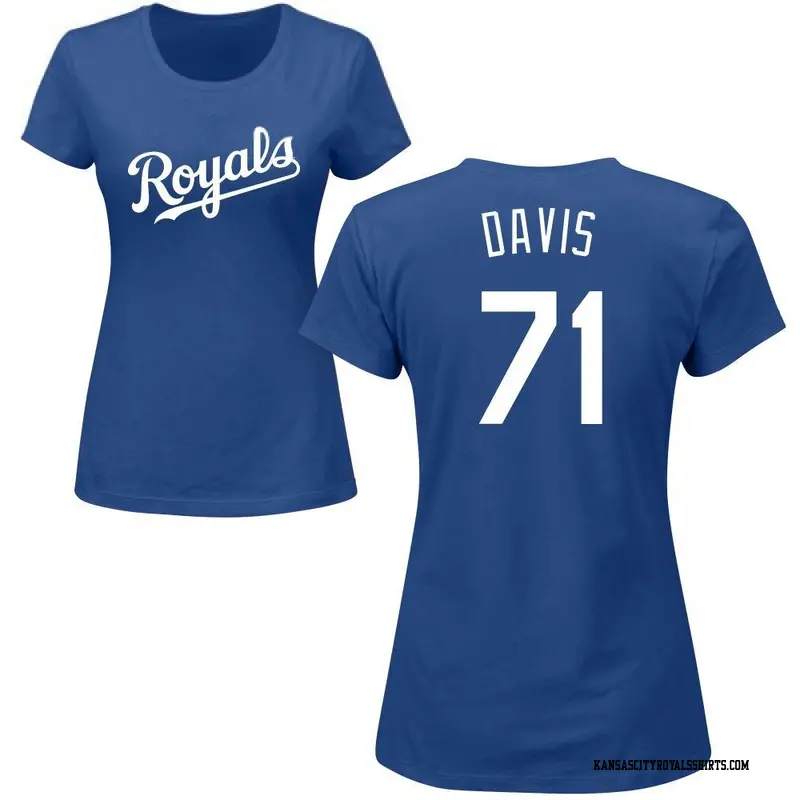 Women's Kansas City Royals ＃71 Wade Davis Royal Roster Name & Number T-Shirt