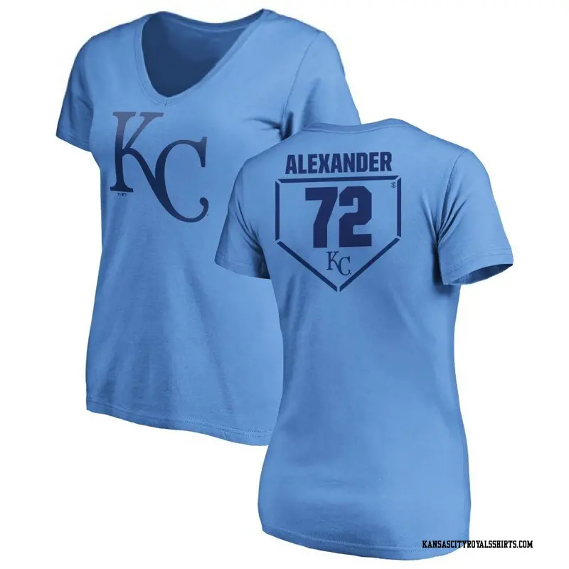 Women's Kansas City Royals ＃72 CJ Alexander Light Blue RBI Slim Fit V-Neck T-Shirt