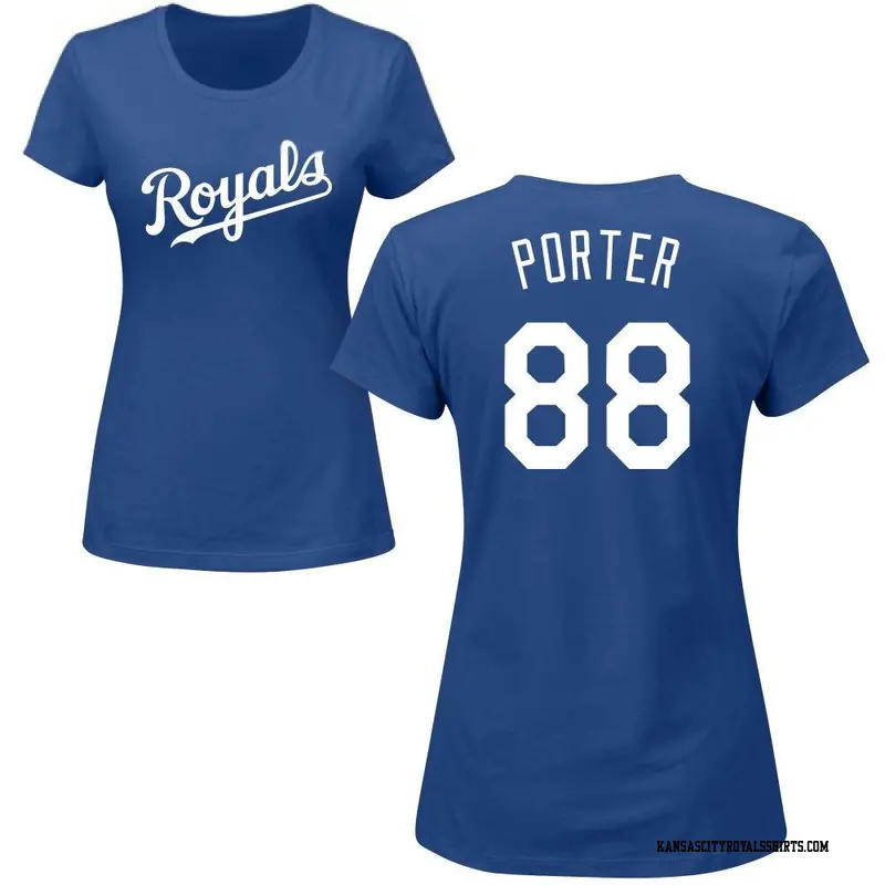 Women's Kansas City Royals ＃88 Logan Porter Royal Roster Name & Number T-Shirt