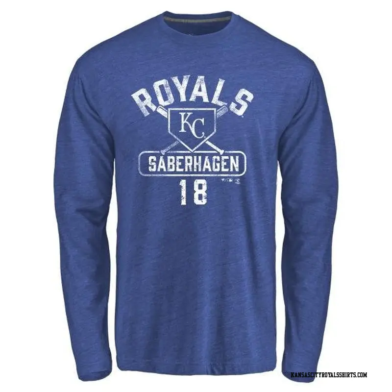 Youth Kansas City Royals ＃18 Bret Saberhagen Royal Branded Base Runner Long Sleeve T-Shirt