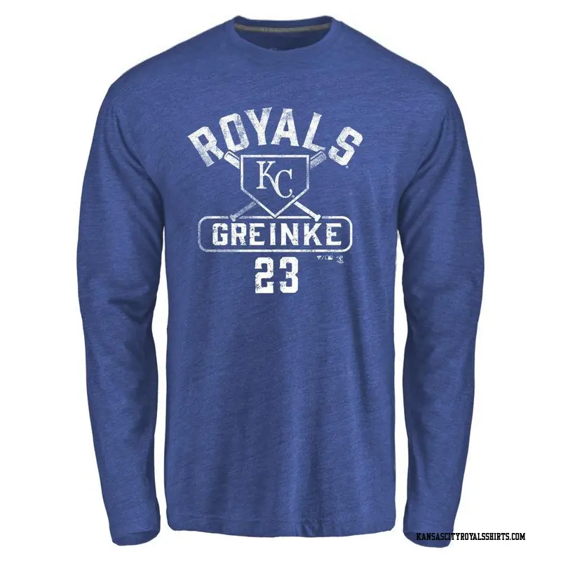 Youth Kansas City Royals ＃23 Zack Greinke Royal Branded Base Runner Long Sleeve T-Shirt