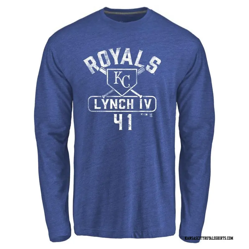 Youth Kansas City Royals ＃41 Daniel Lynch IV Royal Base Runner Long Sleeve T-Shirt