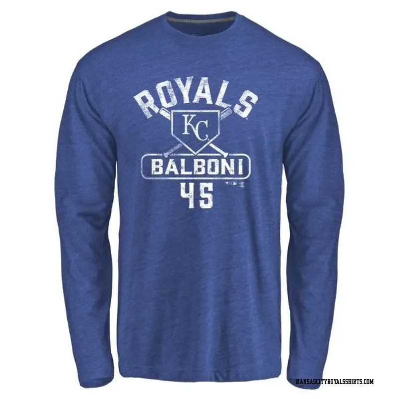 Youth Kansas City Royals ＃45 Steve Balboni Royal Branded Base Runner Long Sleeve T-Shirt