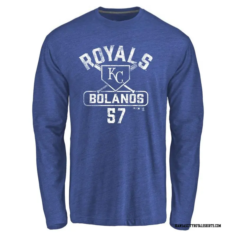 Youth Kansas City Royals ＃57 Ronald Bolanos Royal Base Runner Long Sleeve T-Shirt