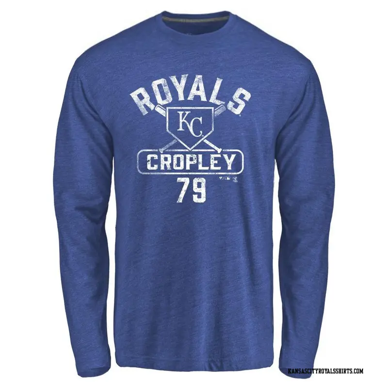 Youth Kansas City Royals ＃79 Tyler Cropley Royal Base Runner Long Sleeve T-Shirt